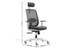 CB Fokus Ergonomic High-Back Office Chair in black on a white background next to its dimensions (Width 685mm × Depth 605mm × Height 1115mm), designed for premium workplace comfort with a breathable mesh backrest and built-in lumbar support. Features include a height-adjustable headrest, moulded foam fabric seat with seat-slide function, adjustable armrests with PU pads, a multi-locking synchro mechanism, smooth gas-lift height adjustment, and a durable nylon base with PU castors for reliable mobility in mod
