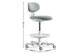 Toro Pivot Motion Barstool in grey/white on a white background next to its dimensions (Width 450mm × Depth 480mm × Height 820mm), featuring a height-adjustable moulded-foam backrest upholstered in Gabriel Mozart fabric, a plastic seat shell with adjustable height and moulded-foam cushioning, and a Class-4 gas lift for smooth elevation. Designed for ergonomic comfort in modern workplaces, the barstool includes a sturdy nylon base, integrated foot ring, and PU castors for stable, flexible mobility in contempo