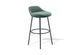 Børge Contemporary Bar Stool in green shown on a white background, featuring a moulded-foam seat with premium fabric upholstery and a black powder-coated steel frame. Designed for modern hospitality, kitchen and workspace environments, this contemporary bar stool offers durable support, ergonomic comfort and a clean, design-focused aesthetic ideal for elevated seating areas.