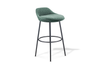 Børge Contemporary Bar Stool in green shown on a white background, featuring a moulded-foam seat with premium fabric upholstery and a black powder-coated steel frame. Designed for modern hospitality, kitchen and workspace environments, this contemporary bar stool offers durable support, ergonomic comfort and a clean, design-focused aesthetic ideal for elevated seating areas.