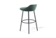 Børge Contemporary Bar Stool in green shown on a white background, featuring a moulded-foam seat with premium fabric upholstery and a black powder-coated steel frame. Designed for modern hospitality, kitchen and workspace environments, this contemporary bar stool offers durable support, ergonomic comfort and a clean, design-focused aesthetic ideal for elevated seating areas.