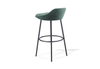 Børge Contemporary Bar Stool in green shown on a white background, featuring a moulded-foam seat with premium fabric upholstery and a black powder-coated steel frame. Designed for modern hospitality, kitchen and workspace environments, this contemporary bar stool offers durable support, ergonomic comfort and a clean, design-focused aesthetic ideal for elevated seating areas.