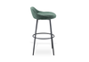 Børge Contemporary Bar Stool in green shown on a white background, featuring a moulded-foam seat with premium fabric upholstery and a black powder-coated steel frame. Designed for modern hospitality, kitchen and workspace environments, this contemporary bar stool offers durable support, ergonomic comfort and a clean, design-focused aesthetic ideal for elevated seating areas.