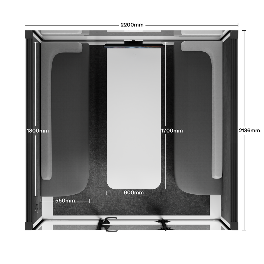 Meeting Booth Quell - 6 PersonWhite / Dark Grey / Furniture Set 1
