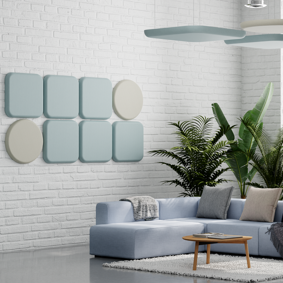 Folio geometrický akustický - nástěnný panelTeal / Round / 90cm by 90cm