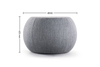 Edgar Plush Curve Pouf in grey on a clean white background shown with dimensions (Width 650mm × Height 425mm), featuring a round leisure silhouette and soft fabric upholstery. Modern accent pouf designed for contemporary offices, lounges and commercial interiors.
