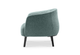 Keebu Compact 1-Seater Sofa in green shown on a clean white background, featuring a moulded-foam seat and backrest with fabric upholstery and a modern compact silhouette. This contemporary single-seat sofa offers supportive comfort and space-efficient design ideal for commercial lounges, office breakout areas and modern living spaces.