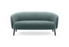 Keebu Lounge 2-Seater Sofa in green displayed on a clean white background, featuring a plywood frame, high-density foam seat and backrest with fabric upholstery, and a black steel base. Modern commercial lounge sofa designed for office breakout zones, hospitality spaces and contemporary interiors.