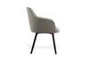 Keebu Four-Leg Chair in beige on a clean white background, featuring a moulded-foam seat and backrest with fabric upholstery and four black-painted steel legs. This modern dining and office side chair offers durable construction, comfortable seating and contemporary style ideal for commercial and residential interiors.