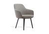Keebu Four-Leg Chair in beige on a clean white background, featuring a moulded-foam seat and backrest with fabric upholstery and four black-painted steel legs. This modern dining and office side chair offers durable construction, comfortable seating and contemporary style ideal for commercial and residential interiors.
