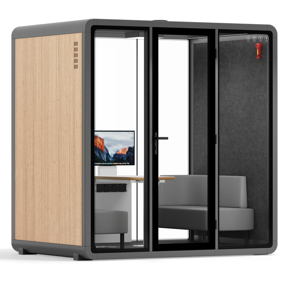 Quell+ - Mødeboks til 4 personerWooden / Dark Grey / Delux