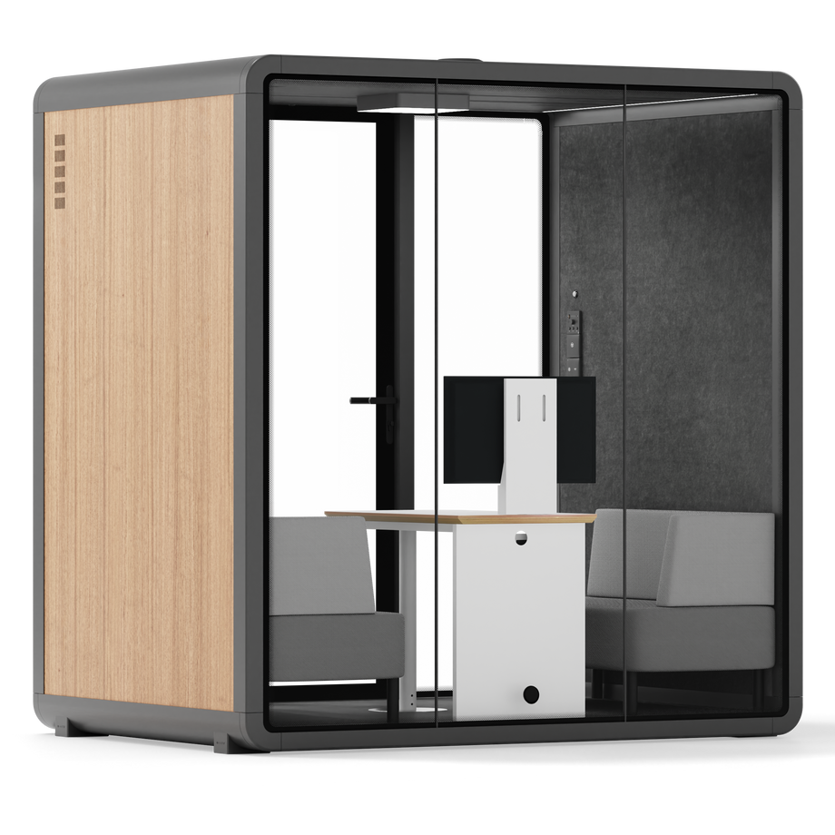 Quell+ - Mødeboks til 4 personerWooden / Dark Grey / Delux