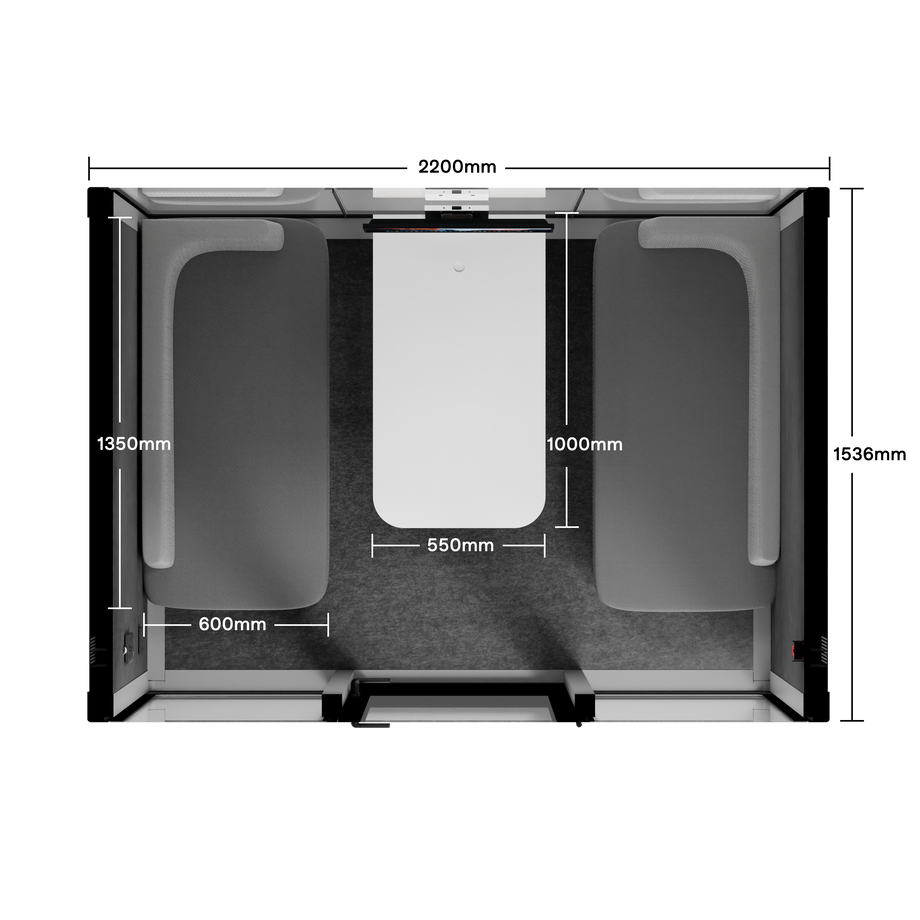 Quell+ - Mødeboks til 4 personerLight Grey / Dark Grey / Delux
