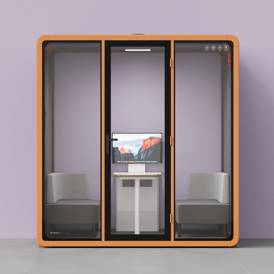 Quell+ - Mødeboks til 4 personerOrange / Dark Grey / Delux