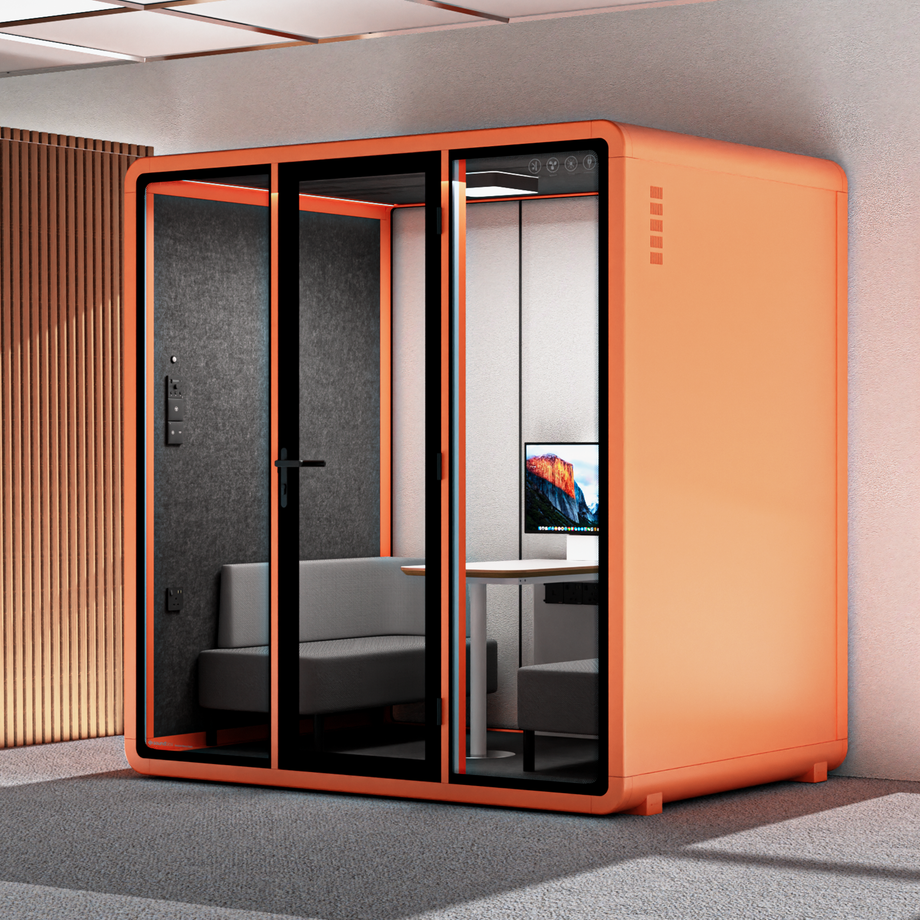 Quell+ - Mødeboks til 4 personerOrange / Dark Grey / Delux