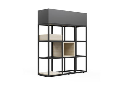 Maxi Office Biophilia Planter in black on a white background, featuring E0-grade MFC construction and a powder-coated steel frame; modern office planter with architectural lines designed for durable storage, workspace organisation and biophilic enhancement in contemporary commercial interiors.