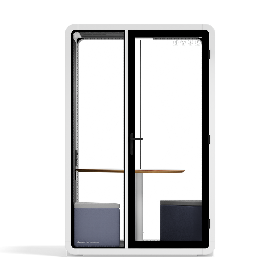 Quell+, 2-Personen-PodWhite / Dark Gray / Meeting Room + Table + Corner Stool