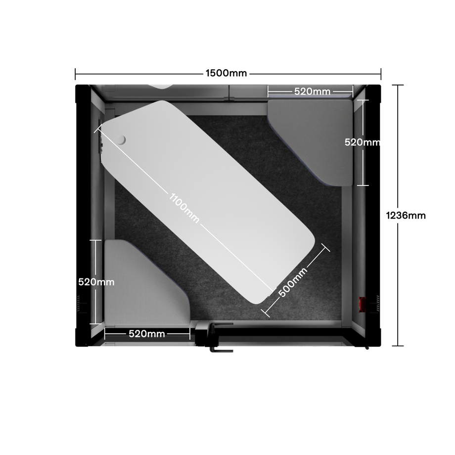 Quell+, 2-Personen-PodLight Grey / Dark Gray / Meeting Room + Table + Corner Stool