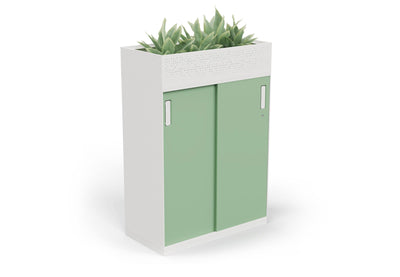 Moda Planter Filing Cabinet shown on a white background. This modern mobile cabinet features an electrostatic powder-coated surface, ABS handles, and a secure front lock, combining durability, contemporary style, and practical storage for office and collaborative environments.
