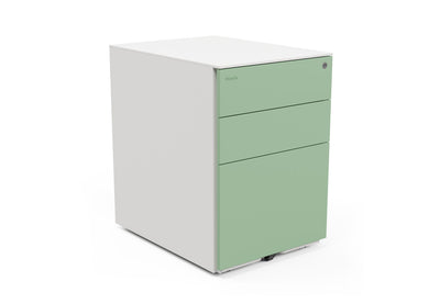 Moda Mobile Filing Cabinet on a white background, featuring a durable powder-coated steel body, high-quality Hettich slide rails, ABS pen tray, secure front lock and smooth POM casters; modern mobile office storage designed for efficient, space-saving organisation.