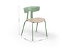 Okse Nord Stackable Chair on white background in morandi green featuring a moulded PP-GF25 back, poplar plywood seat and powder-coated steel frame for durable, modern, space-efficient seating.