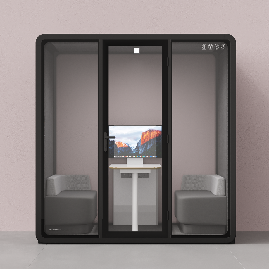 Quell - Coworker - 6 Person Meeting BoothBlack / Dark Grey / Furniture Set 1