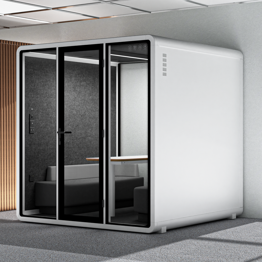 Quell - Coworker - 6 Person Meeting BoothWhite / Dark Grey / Furniture Set 1