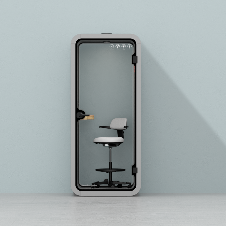 Kontorspod Quell Akustisk Light Grey / With Furniture / Dark Grey
