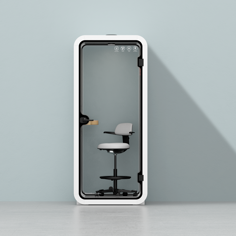 Kontorspod Quell Akustisk White / With Furniture / Dark Grey