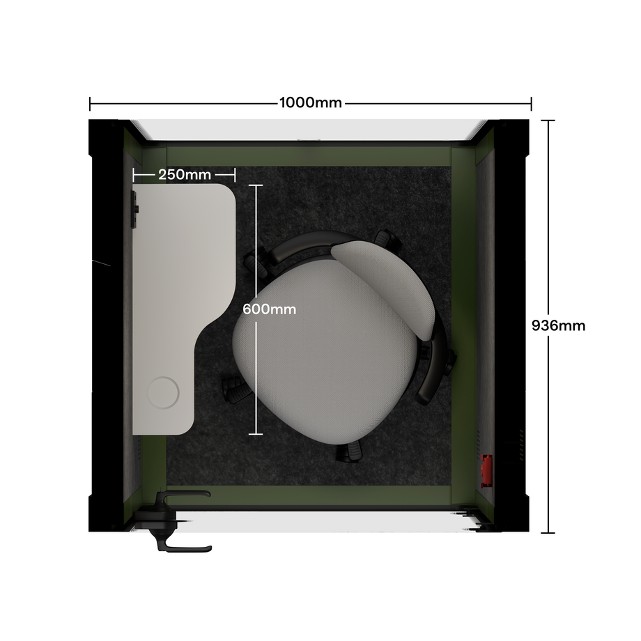 Kontorspod Quell Akustisk Green / With Furniture / Dark Grey