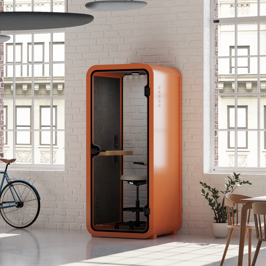 Kontorspod Quell Akustisk Orange / With Furniture / Dark Grey