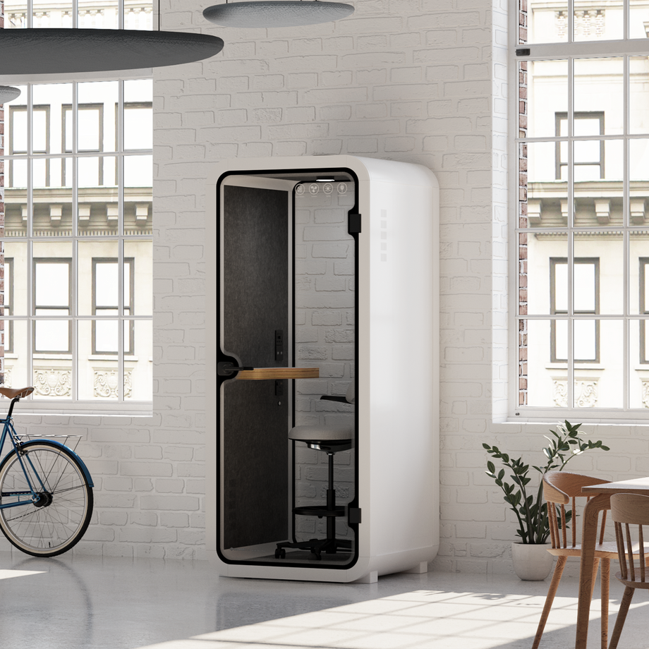 Kontorspod Quell Akustisk White / With Furniture / Dark Grey