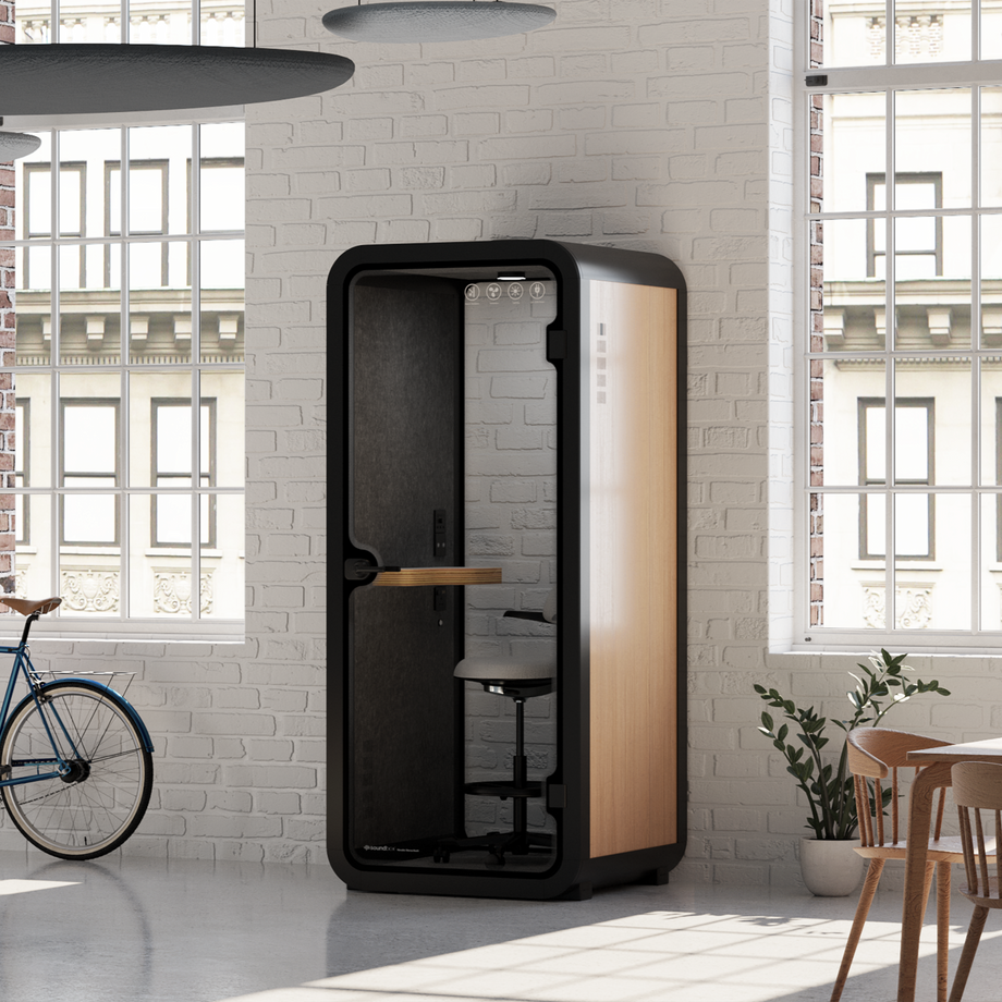 Kontorspod Quell Akustisk Wooden / With Furniture / Dark Grey