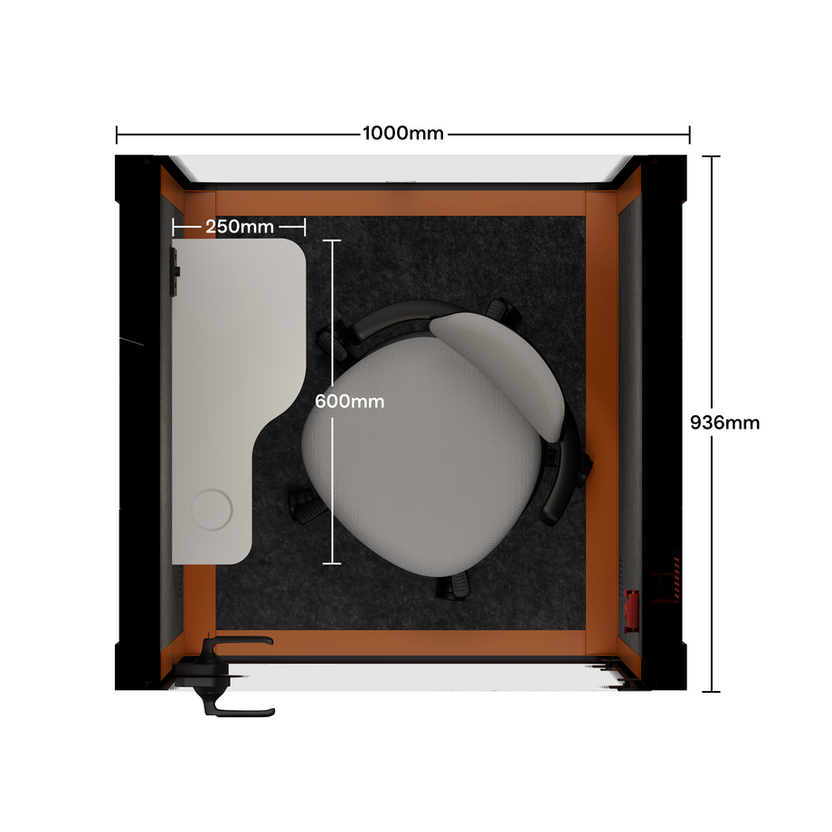 Kontorspod Quell Akustisk Orange / With Furniture / Dark Grey