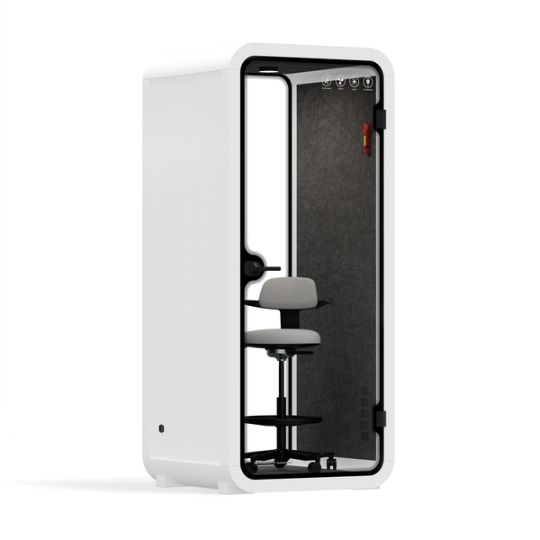 Kontorspod Quell Akustisk White / With Furniture / Dark Grey