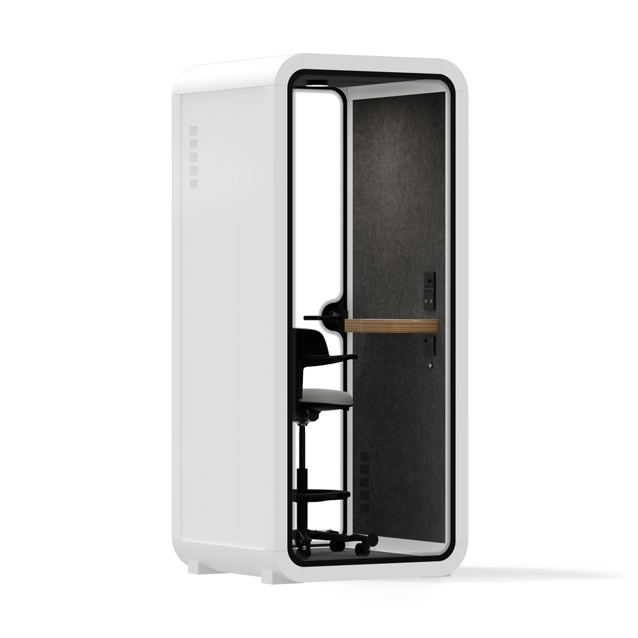 Kontorspod Quell Akustisk White / With Furniture / Dark Grey