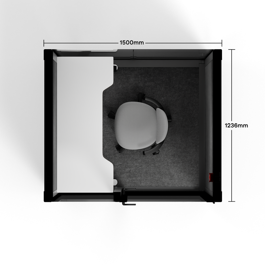 Quell+, 2-Personen-PodWooden / Dark Gray / Electric Adjustable Work Station + Stool