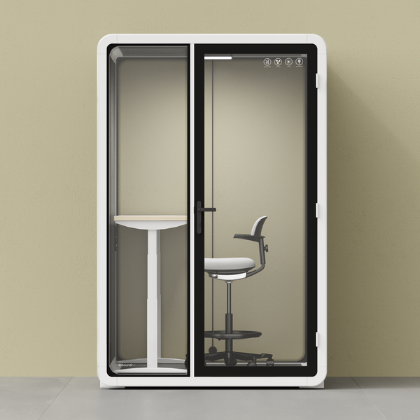 Quell+, 2-Personen-PodWhite / Dark Gray / Electric Adjustable Work Station + Stool