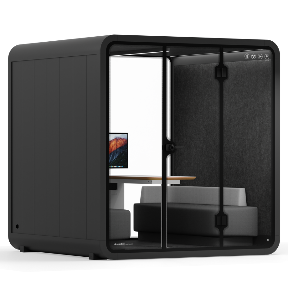 Meeting Booth Quell - 6 PersonBlack / Dark Grey / Furniture Set 1