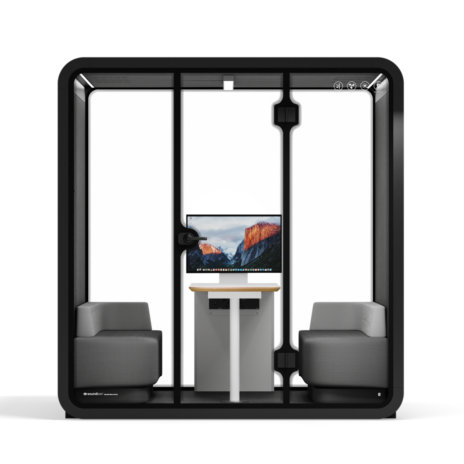 Meeting Booth Quell - 6 PersonBlack / Dark Grey / Furniture Set 1