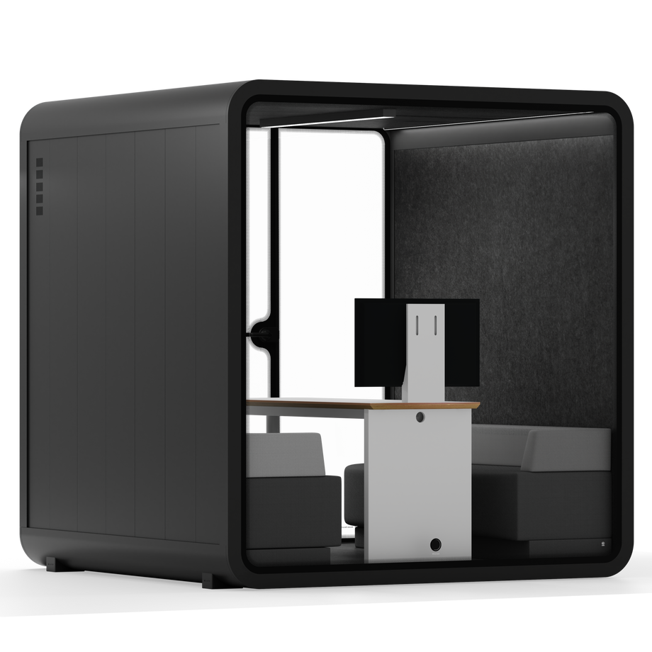 Meeting Booth Quell - 6 PersonBlack / Dark Grey / Furniture Set 1