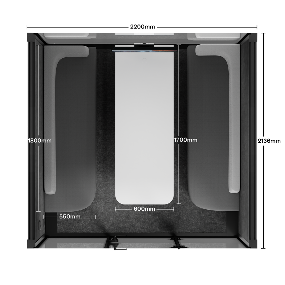 Meeting Booth Quell - 6 PersonBlack / Dark Grey / Furniture Set 1