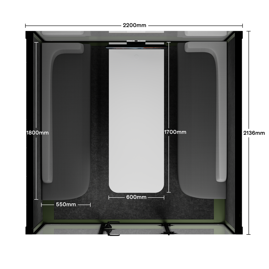 Meeting Booth Quell - 6 PersonDark Green / Dark Grey / Furniture Set 1