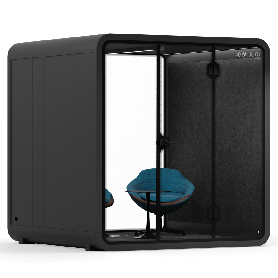 Meeting Booth Quell - 6 PersonBlack / Dark Grey / Furniture Set 2