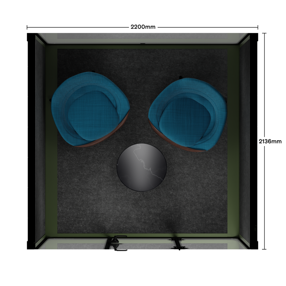Meeting Booth Quell - 6 PersonDark Green / Dark Grey / Furniture Set 2