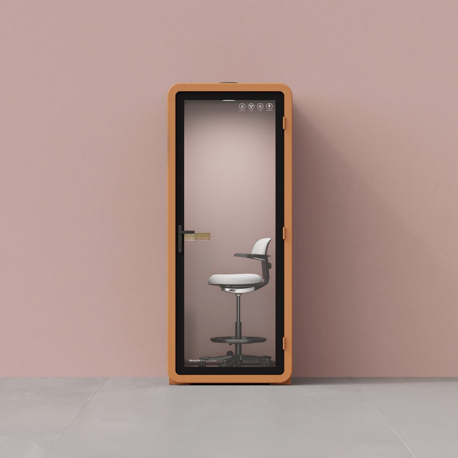Kontorpod Quell Akustisk Orange / With Furniture / Dark Grey