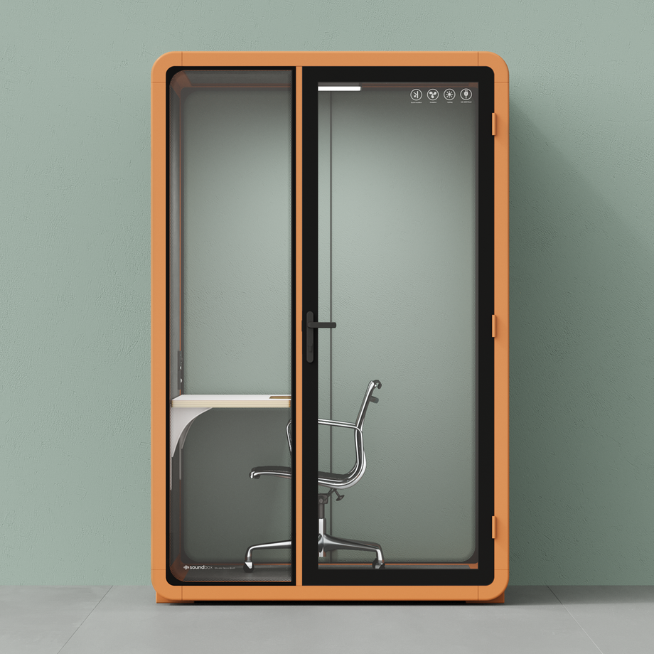Quell+, 2-Personen-PodOrange / Dark Gray / Work Station + Designer Office Chair