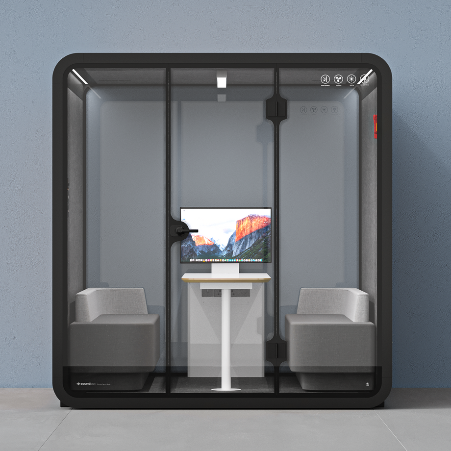 Meeting Booth Quell - 6 PersonBlack / Dark Grey / Furniture Set 1