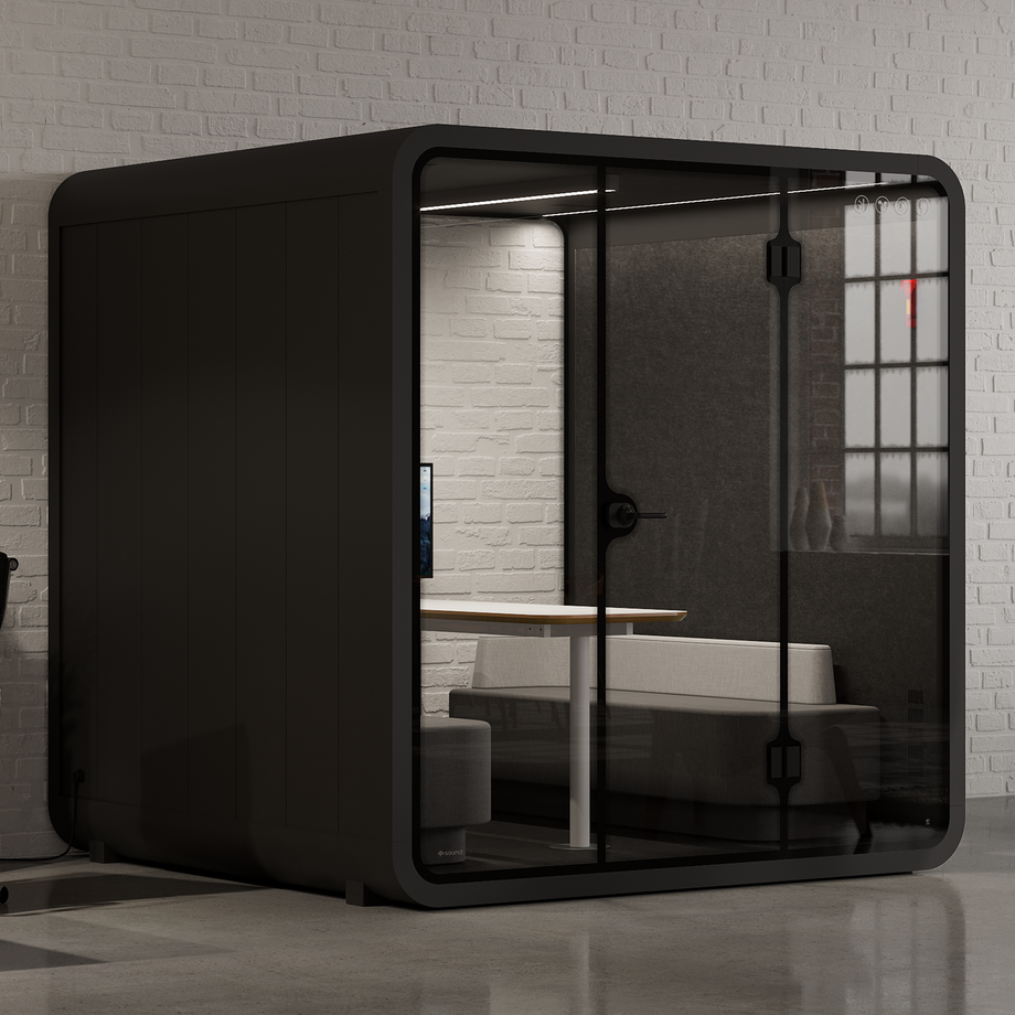 Meeting Booth Quell - 6 PersonBlack / Dark Grey / Furniture Set 1