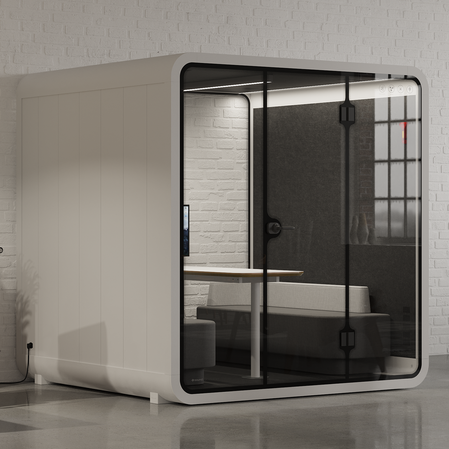 Meeting Booth Quell - 6 PersonWhite / Dark Grey / Furniture Set 1
